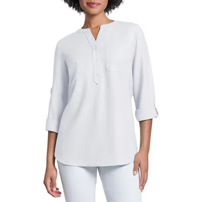 Jones New York Roll Cuff Linen Blend Tunic In Jones White