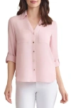 Jones New York Roll Tab Sleeve Button-up Shirt In Brown
