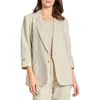 Jones New York Roll Tab Sleeve Linen Blend Blazer In Natural Stone