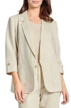 Jones New York Roll Tab Sleeve Linen Blend Blazer In Natural Stone