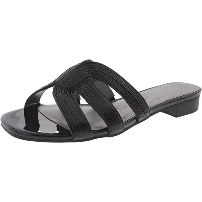 Jones New York Roselly Womens Comfort Insole Patent Slide Sandals In Black