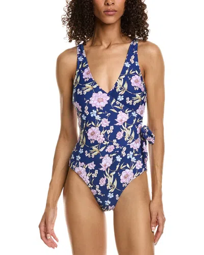 Jones New York Ruched Tie One-piece In Blue