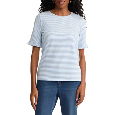 Jones New York Ruffle Elbow Sleeve T-shirt In Blue