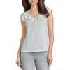 Jones New York Ruffle Neck Sleeveless Knit Top In Nyc White