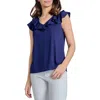 Jones New York Ruffle Neck Sleeveless Knit Top In Pacific Navy
