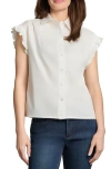 Jones New York Petite Drop Shoulder Button Front Top