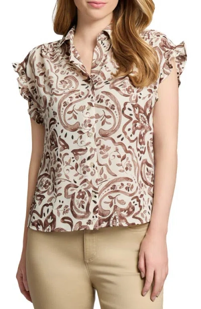 Jones New York Ruffle Sleeve Button-up Shirt