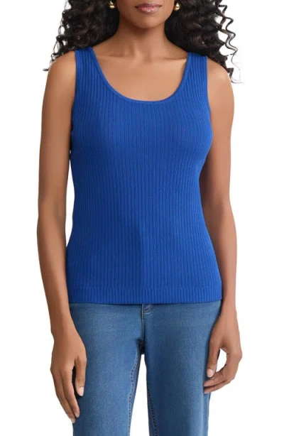Jones New York Scoop Neck Rib Sweater Tank In Blue