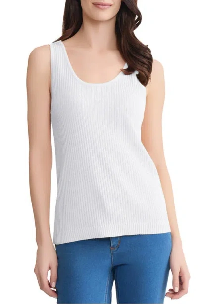 Jones New York Scoop Neck Rib Sweater Tank In White