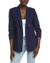 Jones New York Scrunch Sleeve Linen-blend Jacket In Black
