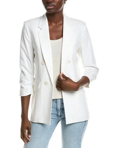 Jones New York Scrunch Sleeve Linen-blend Jacket In White