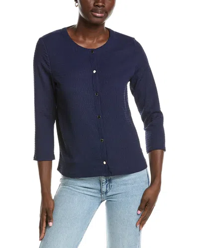 Jones New York Three Quarter Sleeve Cardigan In Blue