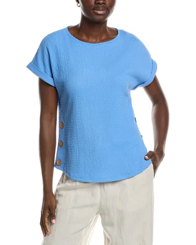 Jones New York Seabreeze Crinkle Side Button Top In Black