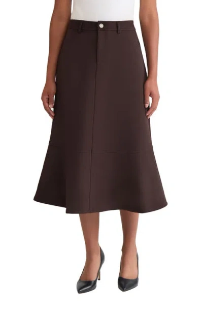Jones New York Seamed Flared Midi Skirt In Brown