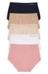 Jones New York Seamless 5-pack Briefs In Rose/white/nat