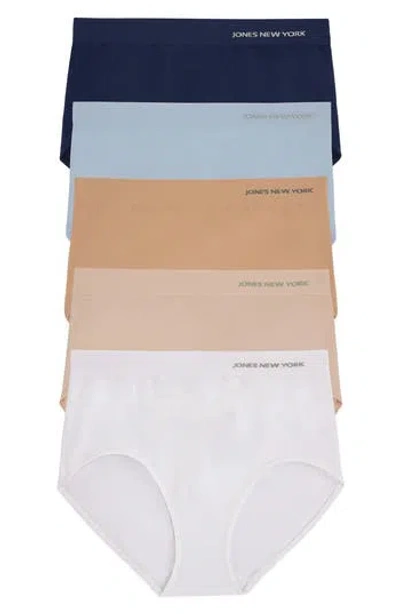 Jones New York Seamless 5-pack Briefs In White/buff/beige