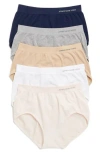 Jones New York Seamless 5-pack Hi-cut Briefs In Gry/white/shell