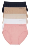 Jones New York Seamless 5-pack Hi-cut Briefs In Rose/wht/nat