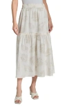 Jones New York Petite Pull-on Tiered Midi Skirt In Jones White/natural St