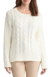 Jones New York Sequin Embellished Cable Crewneck Sweater In Yellow