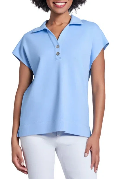 Jones New York Serenity Extended Shoulder Polo In Chintz Blue
