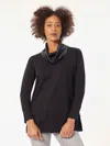 Jones New York Serenity Cowl Neck Mixed Media Sweater In Black