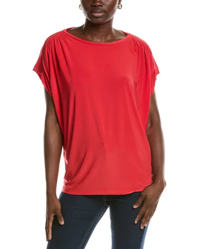 Jones New York Shirred Extended Shoulder Top In Red