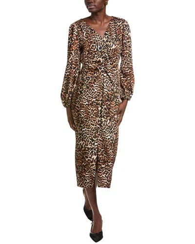 Jones New York Shirred Midi Dress In Brown