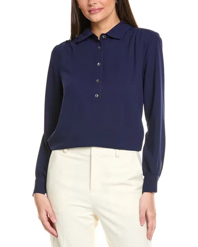Jones New York Shirttail Side Button Popover In Blue