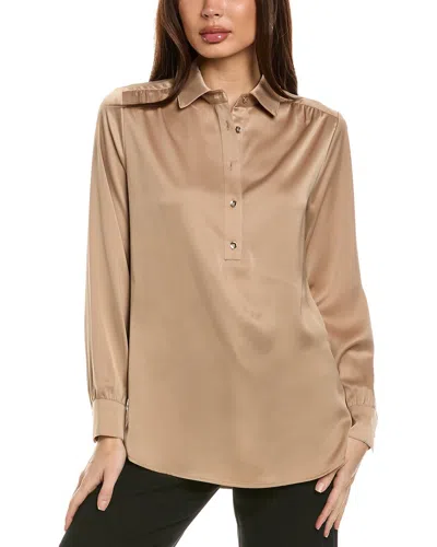 Jones New York Shirttail Side Button Shirt In Brown