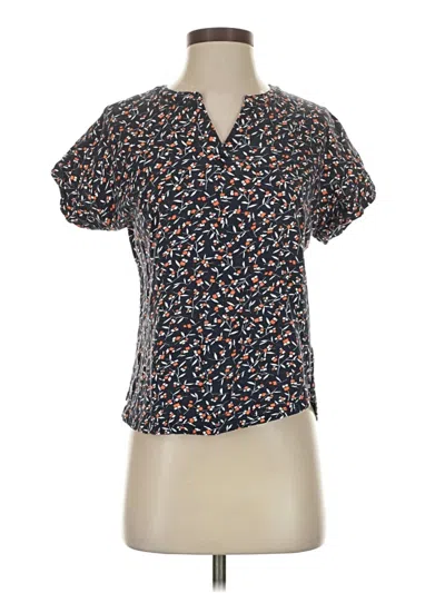 Pre-owned Jones New York Short Sleeve Blouse In Blue