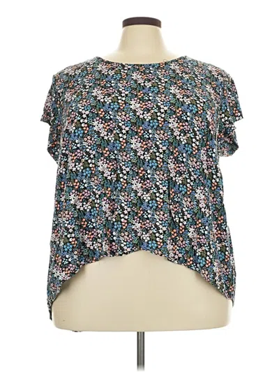 Pre-owned Jones New York Short Sleeve Blouse In Blue