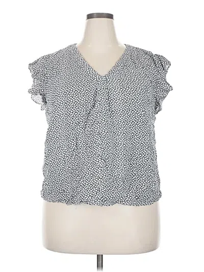 Pre-owned Jones New York Short Sleeve Blouse In Gray