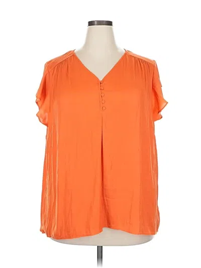 Pre-owned Jones New York Short Sleeve Blouse In Orange