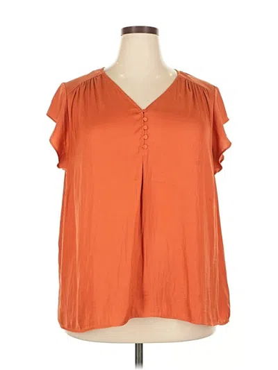 Pre-owned Jones New York Short Sleeve Blouse In Orange
