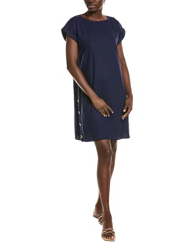 Jones New York Short Sleeve Linen-blend Swing Dress In Yellow