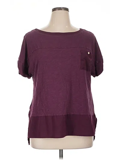 Pre-owned Jones New York Short Sleeve Top Burgundy Scoop Neck Tops