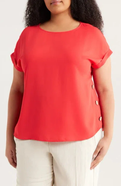 Jones New York Side Button Detail Crepe Top