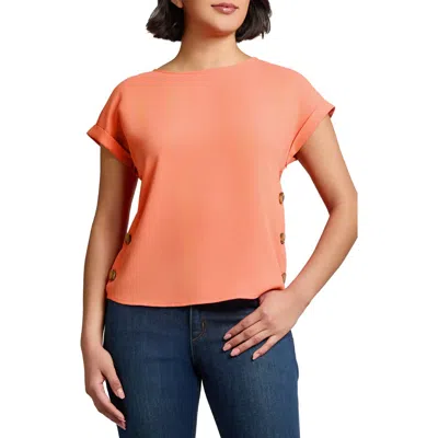 Jones New York Side Button Detail Crepe Top