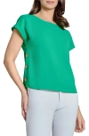 Jones New York Petite Solid Side-button Blouse In Kelly