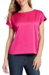 Jones New York Side Button Detail Satin Top In Azalea