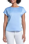 Jones New York Side Button Detail Satin Top In Chintz Blue