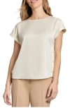 Jones New York Side Button Detail Satin Top In Jones White
