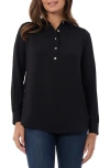 Jones New York Long Sleeve Shirttail Side Button Popover Tunic In Jones Black