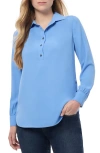 Jones New York Long Sleeve Shirttail Side Button Popover Tunic In Blue Horizon