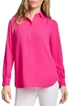 Jones New York Long Sleeve Shirttail Side Button Popover Tunic In Azalea