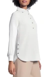 Jones New York Long Sleeve Shirttail Side Button Popover Tunic In Jones White