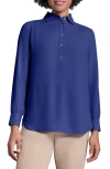 Jones New York Long Sleeve Shirttail Side Button Popover Tunic In Pacific Navy