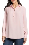 Jones New York Long Sleeve Shirttail Side Button Popover Tunic In Petal Pink