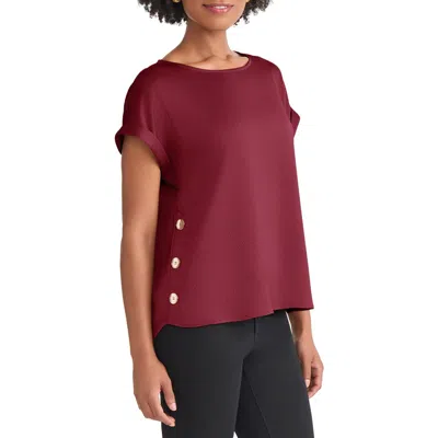 Jones New York Side Button Top In Burgundy